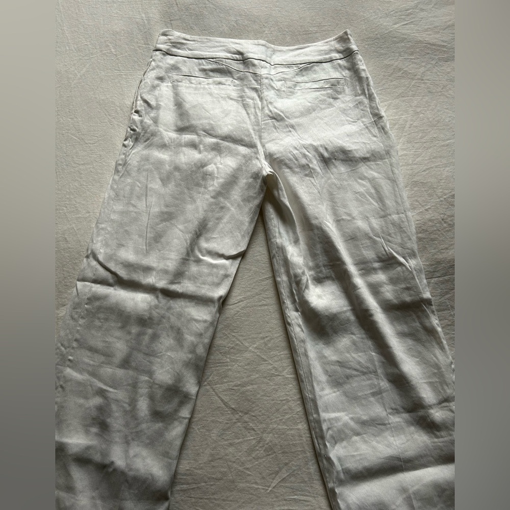 Bebe White Linen Blend Trousers with Fabric Tie Belt - Picture 12 of 15